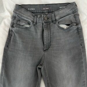 Gray ankle flared jeans